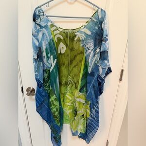 Desigual OS Tropical Print Swim Cover-up, Sewn arm holes, silver bead accents